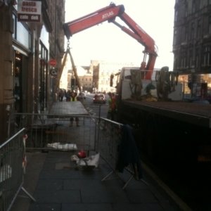 Glass brick removal at North Bridge