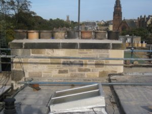 Restoring chimney rear of 8 vent stack restored