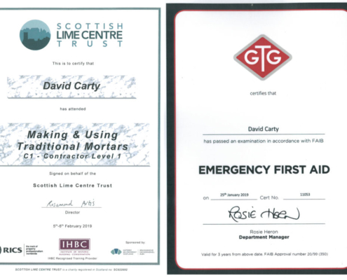 New team member certificates New team member certificates Heritage Masonry Edinburgh